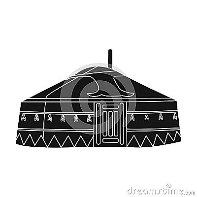 Tent in the Mongolian patterns.Mongolian tent.Housing the ancient Mongols.Mongolia single icon in black style vector Vector Illustration