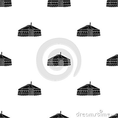 Tent in the Mongolian patterns.Mongolian tent.Housing the ancient Mongols.Mongolia single icon in black style vector Vector Illustration