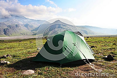 Tent in the mountain Stock Photo