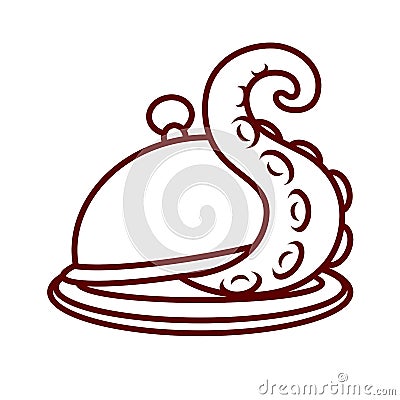 The tentacle crawls out from under the lid Vector Illustration