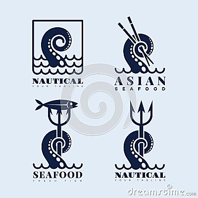 Tentacle logos set Vector Illustration