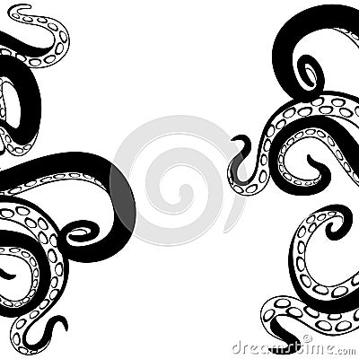 Black octopus tentacles. Vector Illustration