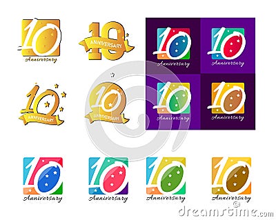 Tenth anniversary 10 celebration icon logo identity Stock Photo