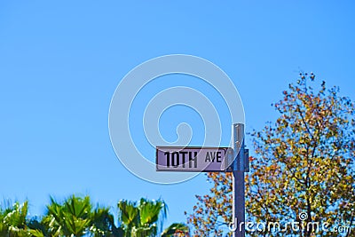 10th Ave Street Name Sign Stock Photo