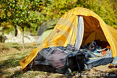 Tents in the camping Stock Photo