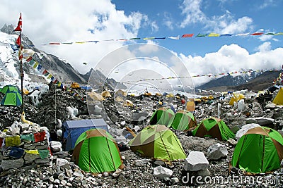 Tents at Everest Base Camp Stock Photo