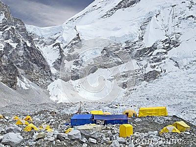 Tents in Everest Base Camp, Nepal. Stock Photo