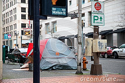 Tents Housing Homeless People in the Streets of Portland Editorial Stock Photo