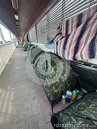 tents of Immigrants at US Mexico border Editorial Stock Photo