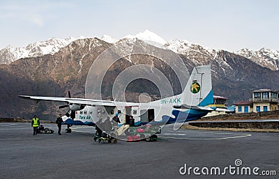 Tenzing-Hillary Airport in Lukla, Nepal. Editorial Stock Photo