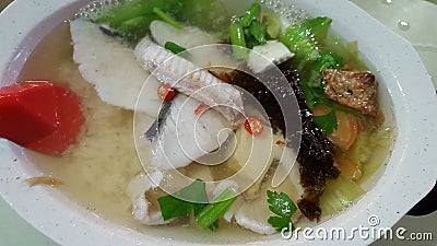 Teochew fish soup with rice Stock Photo