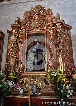 Altarpiece. Teotitlan del Valle, Oaxaca, Mexico Editorial Stock Photo