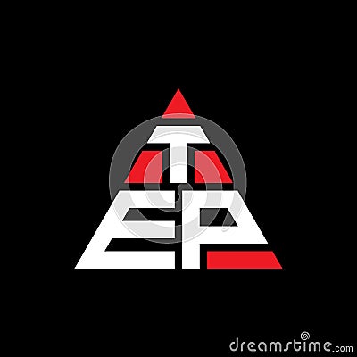 TEP triangle letter logo design with triangle shape. TEP triangle logo design monogram. TEP triangle vector logo template with red Vector Illustration