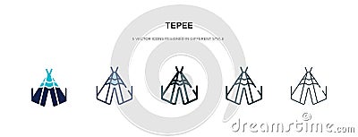 Tepee icon in different style vector illustration. two colored and black tepee vector icons designed in filled, outline, line and Vector Illustration