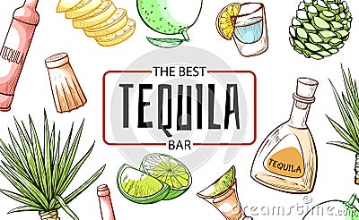 Tequila the best refreshment bar and beverage banner Vector Illustration