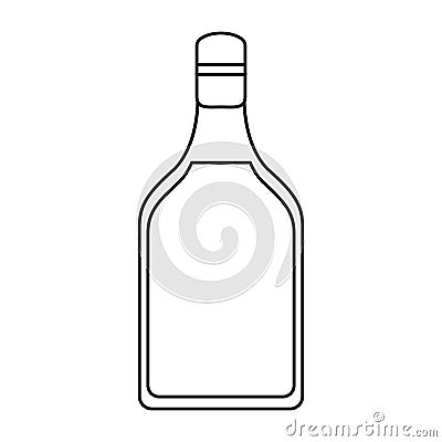 Tequila bottle alcoholic beverage outline Vector Illustration