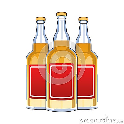 Tequila bottles mexican drink isolated icon Vector Illustration