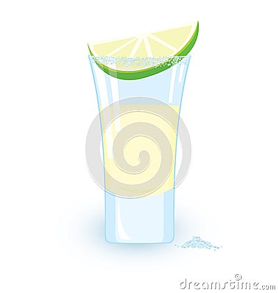 Tequila cocktail slice of lime and some salt Vector Illustration