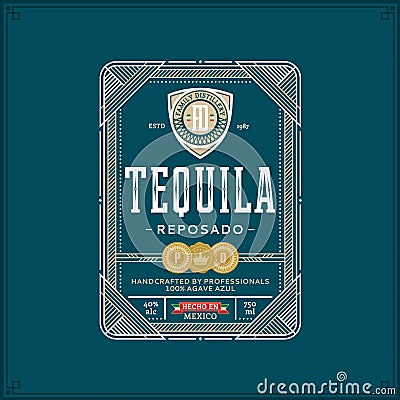 Tequila label template Vector Illustration