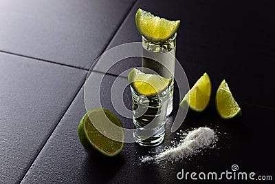 Tequila , lime and salt Stock Photo