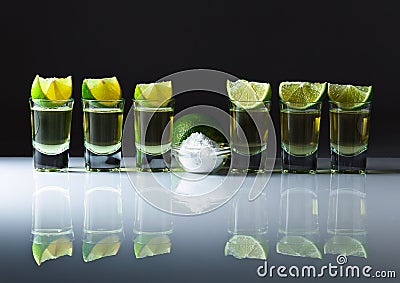 Tequila , lime and salt Stock Photo