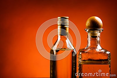 Tequila on red Stock Photo