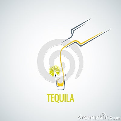 Tequila shot bottle glass menu background Vector Illustration