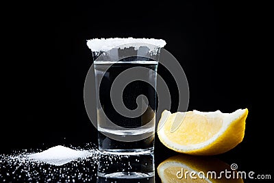 Tequila shot, with lemon and salt Stock Photo