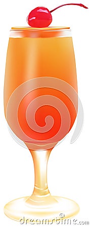 Tequila sunrise cocktail Vector Illustration