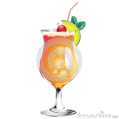 Tequila Sunrise cocktail Vector Illustration