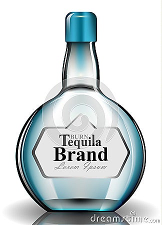 Tequilla glass bottle Vector realistic. Product packaging mock up templates Vector Illustration