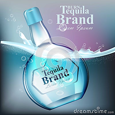 Tequilla glass bottle Vector realistic. product packaging mock up Vector Illustration