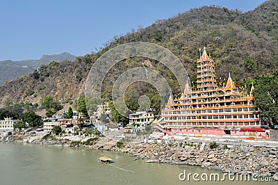 Tera Manzil Shiva Temple in Rishikesh, India Stock Photo