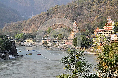 Tera Manzil Shiva Temple in Rishikesh, India Stock Photo