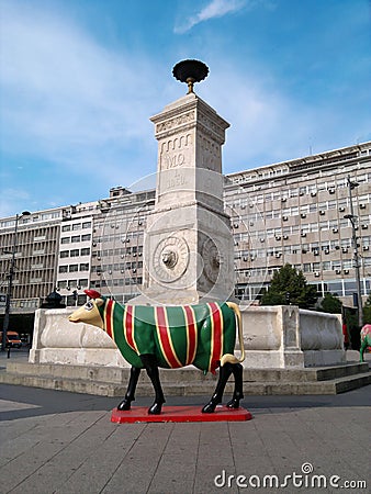 Terazije fountain in Belgrade Editorial Stock Photo