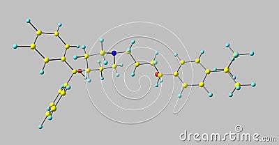 Terfenadine molecular structure isolated on grey Cartoon Illustration