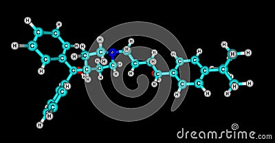 Terfenadine molecular structure isolated on black Cartoon Illustration