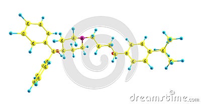 Terfenadine molecular structure isolated on white Cartoon Illustration