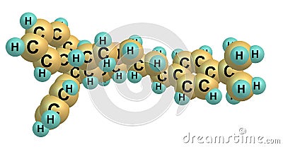 Terfenadine molecular structure isolated on white Cartoon Illustration