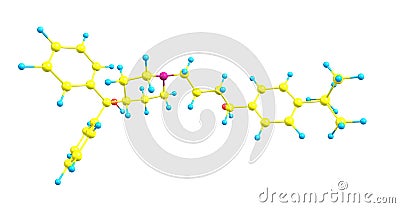 Terfenadine molecular structure isolated on white Cartoon Illustration