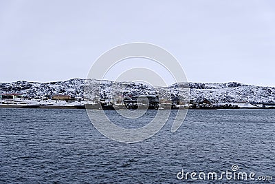 Teriberka is a village on the shore of the Arctic Ocean. The edge of the world. The far north of Russia. old fishing Stock Photo