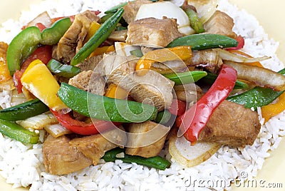 Teriyaki Chicken on Rice Stock Photo