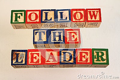 The term follow the leader Stock Photo