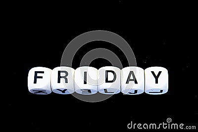 The term Friday on a black background Stock Photo