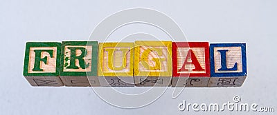 The term frugal visually displayed Stock Photo