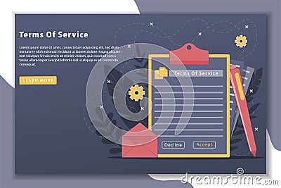 Vector illustration Terms of service with landing page concept Vector Illustration