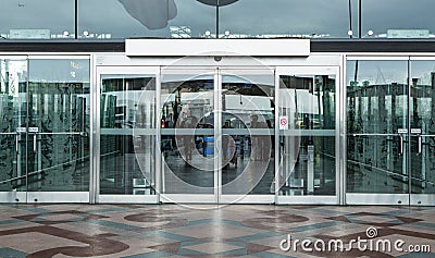 Terminal building gate entrance and automatic glass door Stock Photo