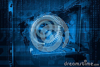Terminal control mainframe in data center technological background Stock Photo