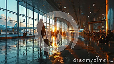 Terminal Tales Exploring and Bonding as a Family During Airport Layovers Stock Photo