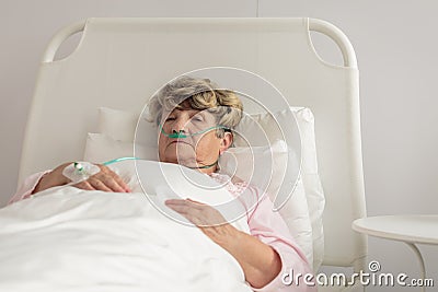 Terminally ill woman Stock Photo